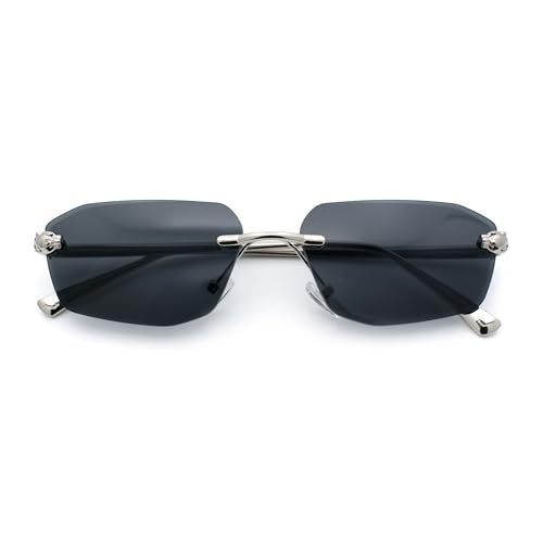 Luxury Gangster Rimless Jaguar Head Hinge Showy Sunglasses