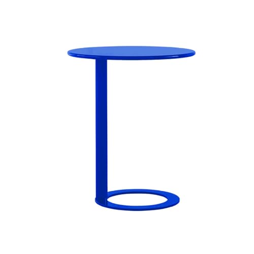 Mesa auxiliar en C azul brillante de 48 x 74 cm para sofá y dormitorio