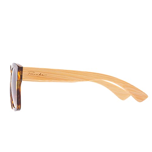 Piranha Square Sunglasses for Women with Demi Frame plus Sustainable Bamboo Temples and Gradient Brown Lens4