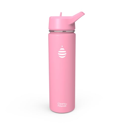 Clearly Filtered Water Bottle | Removes 220+ Contaminants, Double-Wall Insulated Stainless Steel, BPA/BPS Free, Phthalate Free, Filters Flouride Lead Chlorine (20oz, Bubble Gum)