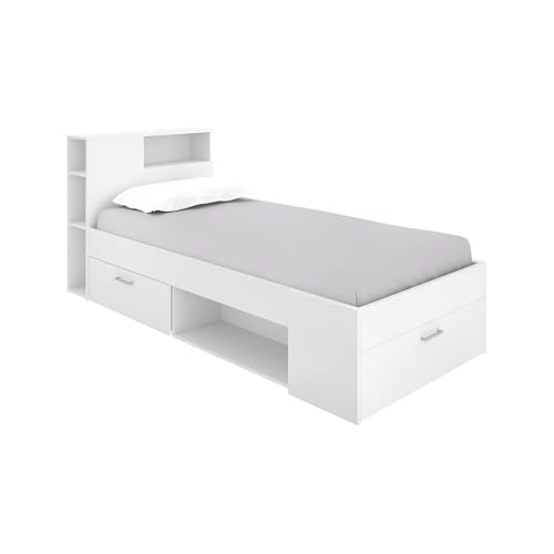 DEKIT GRUPO RIMOBEL Lanka, Cama Compacta de 90 x 190 con Cajones, Blanco, 96 x 99 x 218 cm