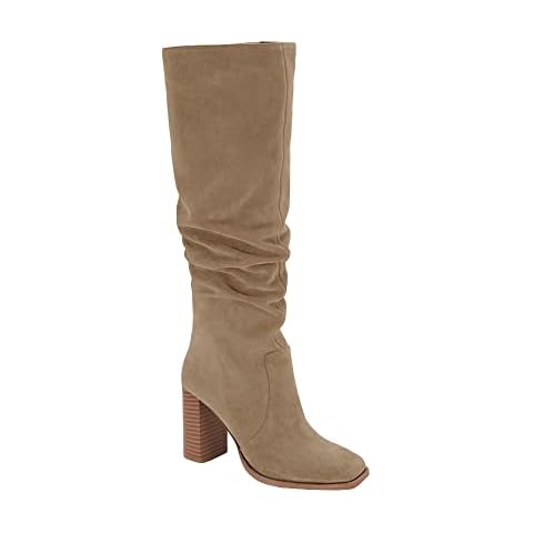 Juliet Holy Womens Knee High Boots Chunky High Heel Square Toe Side Zipper Wide Calf Boot Cover