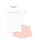 Tommy Hilfiger Mädchen Ss Short Basics Pyjama-Set, White/Rose Tan, 10 Jahre