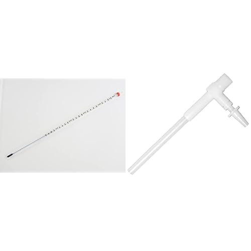 SP Bel-Art H-B DURAC Plus General Purpose Liquid-in-Glass Laboratory Thermometer with SP Bel-Art Vacuum Aspirator Polyethylene Pump, Quick Disconnect Hose Fitting (2 Items)
