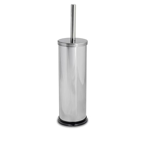 Harbour Housewares Chrome Toilet Brush and Holder Stainless Steel Bathroom Accessory with Non Slip Base Rust Resistant Toilet Cleaning Brush Set for Modern Compact and Hygienic Home Spaces