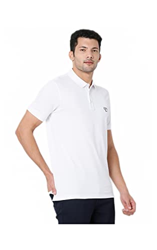 Image of Spykar Men's Slim Fit Polo Neck Half Sleeve Solid Casual T-Shirt