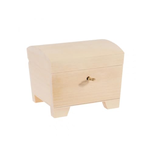 Wooden World - Wooden box with key ecological chest casket for decoupage raw wood 14 x 11 x 10.5 cm, Natural Wood - Image 3