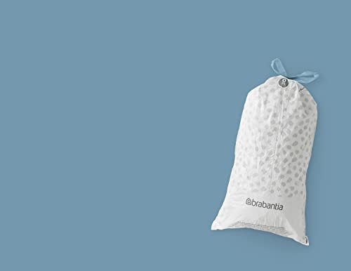 Brabantia 138485 PerfectFit Bin Liners Multipack (Size O/30 Litre) Thick Plastic Trash Bags with Tie Tape Drawstring Handles (120 Bags), White