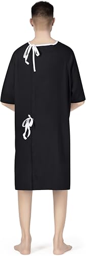 Utopia Care Men\'s Hospital Gown Soft and Comfortable Patient Gown X-Small-Small Black - Thumbnail 2