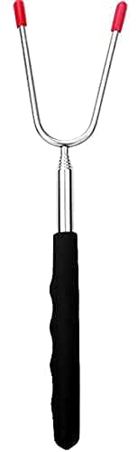 PCCOT ENTERPRISE-Marshmallow Roasting Sticks,32-Inch Stainless Steel Telescopic Barbecue Forks with Wooden Handle, Travel Pouch, Cookware for Outdoor Campfire, Fire Pit, BBQ Grill
