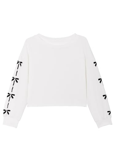 Sweat-shirt court à manches longues pour filles avec marguerites Haloumoning