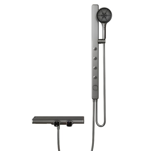 Robinet de bain et de douche mitigeur mural gris 3 fonctions - 2
