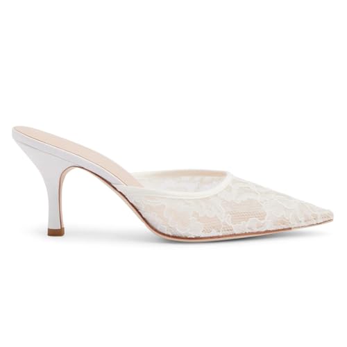 Mesh Kitten Heels Mules for Women Closed Pointed Toe Slip on Backless Stiletto Slingback Low Heels Dress Pumps Shoes3