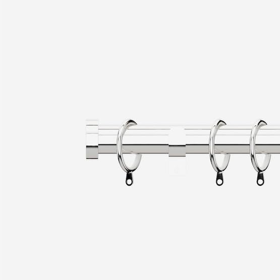 Polished Chrome 28mm Stud Fixed Length Metal Curtain Pole