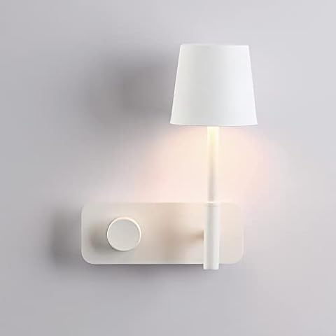 Aisilan LED Dimmable Wall Lamp with Rotary Dimming Switch 6W White Modern Wall Light Warm White 3000K Wall Mounted Sconce SMD Chip Bedside Light for Living Room Bedroom Right BD1016-5W Dim R Cover