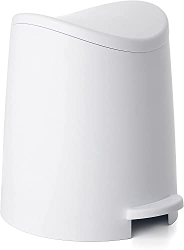 Image of Superio Mini Bathroom Trash Can with Lid and Foot Pedal (3 Liter /0.75 Gal) White Modern Plastic Step On Garbage Can, Small Waste Bin for Bathroom, Bedroom, Office, Desktop, Counter