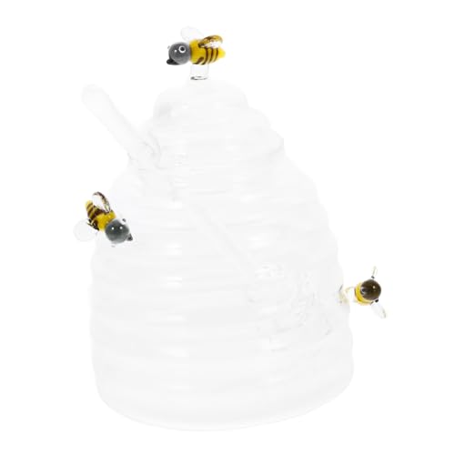 OHPHCALL 1 Set Honey Pot Honey Small Containers with Lid Containers with Lids Honeypot Sweet Jars Jars Small Honeypot Glass Syrup Dispenser Syrup Dispenser Transparent Glass re-usable