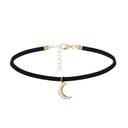 CanB Moon Choker Dainty Necklace Velvet Black Choker Moon Necklace for Women
