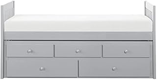 Pemberly Row Wood Twin Over Twin Trundle Bed with 2-Storage Drawers in Gray