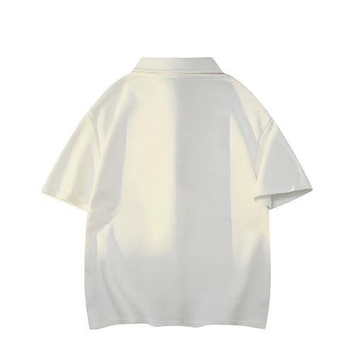 Men's Striped Polo Shirt Loose Fit Short Sleeve Casual Golf Tennis Tops Button Up V Neck Summer Tees3