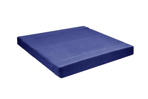 Image of Los Angeles Foldable Four Seater Sofa Cum Bed, Sofa Bed 6 X 6 Ft, Jute Fabric Washable Cover- Including Four Cushion Perfect for Living Room - Blue Color