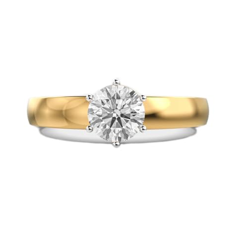 Bague solitaire moissanite ronde en argent 925 contre les bijoux ternes