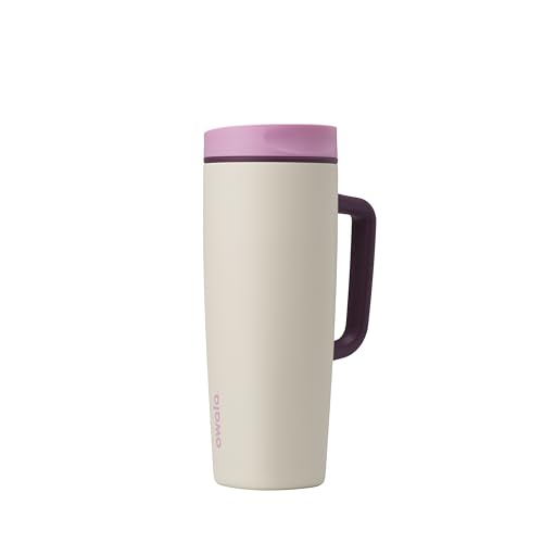 Image of Owala SmoothSip Slider Stainless Steel Insulated Travel Mug, 100% Leak Proof, For Hot and Cold Drinks, Travel Friendly with Sliding Lock Lid, 24 oz, BPA Free, Leak Proof, Pink /Tan (Daybreak)