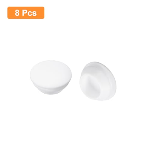 Image of uxcell 8 Pcs Silicone Plugs, Rubber Round Snap in Locking Hole Plugs for 18-19mm Hole, Hole Stoppers Waterproof Hole Plug for Metal Tube, Furniture End Caps Inserts, White