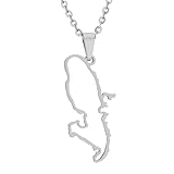 KUTCEK Collar con colgante de contorno de Martinica de acero inoxidable, regalo de recuerdo de viaje, diseño geométrico pulido, joyería unisex, Acero inoxidable
