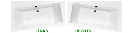 ECOLAM® Badewanne Infinity Trapez Eckwanne mit Ablauf mittig für Zwei 170x110 cm RECHTS + Acrylschürze + 2 x Kopfstütze Ab- und Überlauf Automatik Füße Silikon Komplett-Set - IDEAL FÜR ZWEI PERSONEN – Bild 6