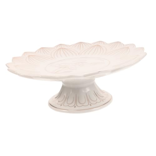 BEBEMOKO Plato de cerámica con diseño de loto para colgar en el templo, cesta de frutas para servir, bandejas para magdalenas, cesta de frutas de piedra, elevadores de platos, tapa de cuenco de altar,