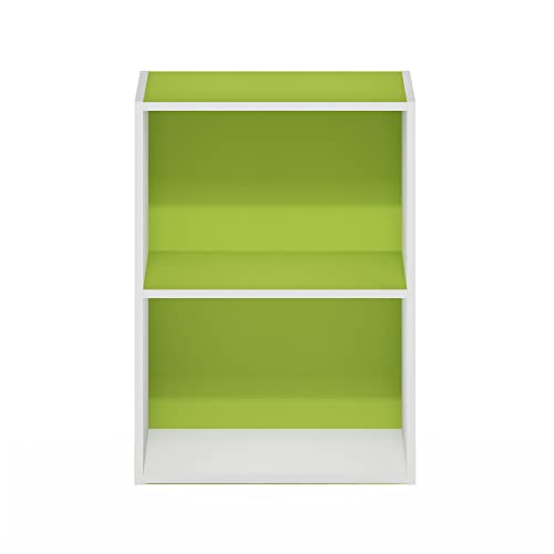 Image of Furinno Luder Bookcase / Book / Storage, Green /White, 2-Tier