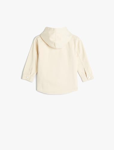 KOTON Erkek Bebek Kapüşonlu Uzun Kollu Düğme Detaylı Cep Detaylı Ceket, Ekru (021), 3/4 Ay - Görsel 2