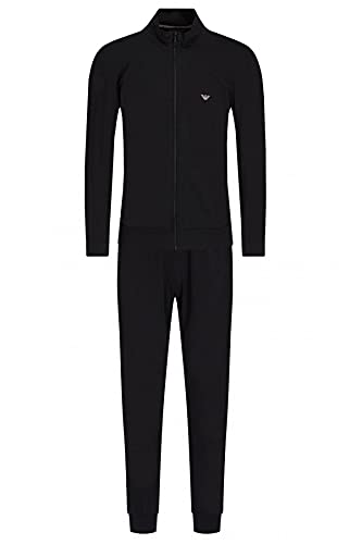 Emporio Armani Underwear Jacket+Pants With Cuffs Pyjamas Basic Loungewear, Set Pigiama, Uomo, Nero, S