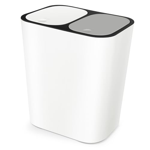 Caneca de basura dual con tapa y compartimentos, 15 L