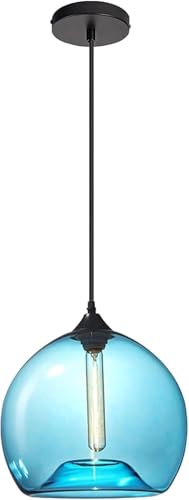 Lámpara moderna costera y de techo for comedor en cristal azul y vidrio soplado 2