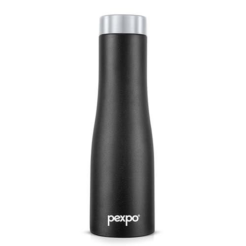 Image of Pexpo Monaco 1000 ISI Certified Stainless Steel Sports /Fridge Water Bottle with Steel Cap, 970ml, Knight Black | BPA Free | Water Bottle for Office, Gym, School, Yoga, Trekking, Adults&Kids