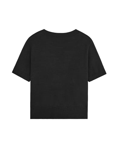 Image of Libsorge Womens Cropped Short Sleeve Sweater Fall 2025 Crewneck Sheer Knit Tops - Lightweight, Thin, Crop, Slim Fit