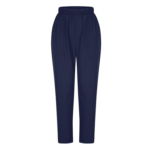 Pantalones de uniforme de enfermería para mujer, pantalones protectores de pierna ancha, tela cómoda, diseño profesional, ajuste funcional, uso diario, trabajo, oficina, 01 Azul Marino, XXL