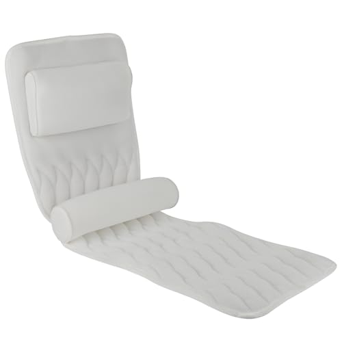 Badewannenkissen Ganzkörper, Badewannenmatte mit Kopfstütze & Saugnäpfen, 3D Air Mesh Badekissen für Hals, Nacken, Rücken, 125x40cm, Atmungsaktiv & Schnelltrocknend, Whirlpool Matte für Badewanne