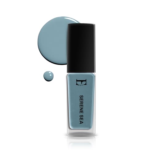 Image of SERENE SEA Vegan Nail Polish Dusty Blue Color | Long Lasting Chip Resistant Formula | Quick Dry Glossy Finish | Non Toxic & Cruelty Free Nail Paint for Women | 10 ml