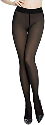 Women Winter Warm Fleece Lined Tights Pantyhose Fake Translucent Leggings Stretchy High Waist Sheer Solid Stocking