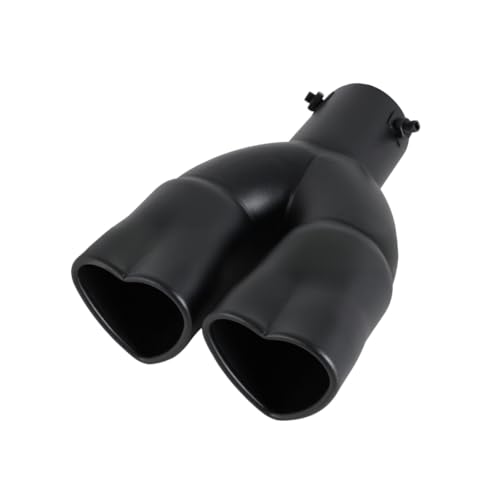 idain 2.5 inch Inlet Dual Exhaust Tips Muffler Tip,Chrome Heart-Shaped Exhaust Tip,Universal Bolt-On Double Tube Exhaust Muffler (Black, Straight) by idain - Used condition - US$30.60