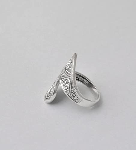 925 Sterling Silver Ring, Oxidized Hand Craved Designer Jewelry, Promise Band, Opal Ring for Unisex, Handmade Minimalist Bohemian Ring (Size 8)4