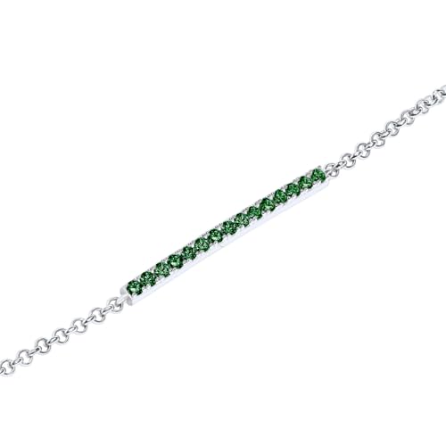 14K White/Yellow Gold Plated Silver Bar Bracelet With 0.45 TCW Lab Grown Diamond/Lab Grown Emerald/Moissanite, Bracelets For Women, Gift For Her Comes With Gift Box2
