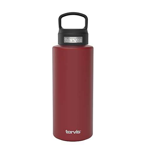 Tervis Powder Coated Stainless Steel Triple Walled Insulated Tumbler Travel Cup Keeps Drinks Cold, 32oz with High Performance Lid, Foxberry Red