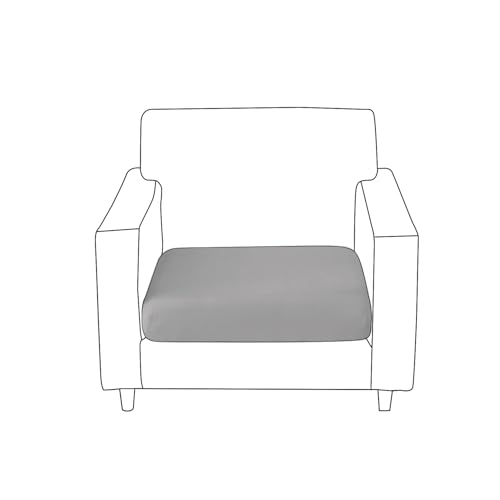 Image of HOKIPO 100% Waterproof Stretchable Seat Couch Cushion Cover, 1 Seater, Light Grey (AR-5352-LGRY)
