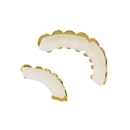 Grillz banhado a ouro 18K para seus dentes para homens e mulheres - Hip Hop Grillz - Conjuntos de 8
