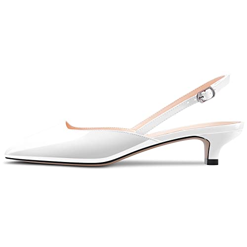 HEUIVZAR Womens Slingback Pumps Kitten Low Heel Pointed Toe Sandals Patent Dress Shoes Cute Vacation 1.5 Inch2