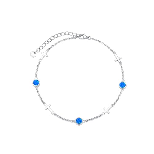 Image of Dorunmo Ankle Bracelet for Women 925 Sterling Silver Natural Stone Bracelet Anklet Summer Beach Jewelry Birthday Gifts for Mom